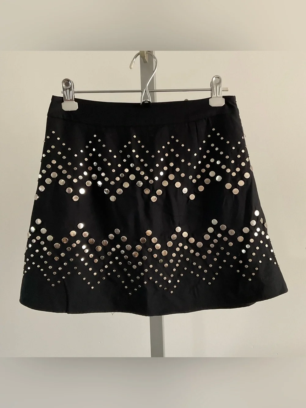 Aqua Black A-Line Skirt with Silver Studs - Picture 1 of 7